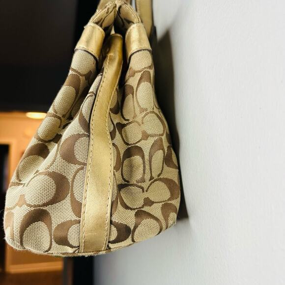 COACH Women's Brown Penelope Signature Leather Duffle Hobo Shoulder Handbag - Picture 2 of 11